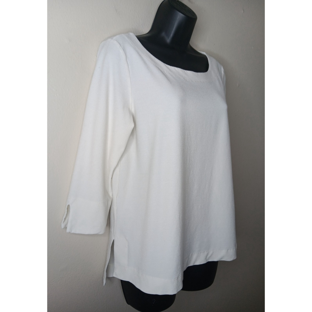 Eileen Fisher Women's Medium Jersey Stretch Top Blouse White Viscose Blend - Picture 3 of 11